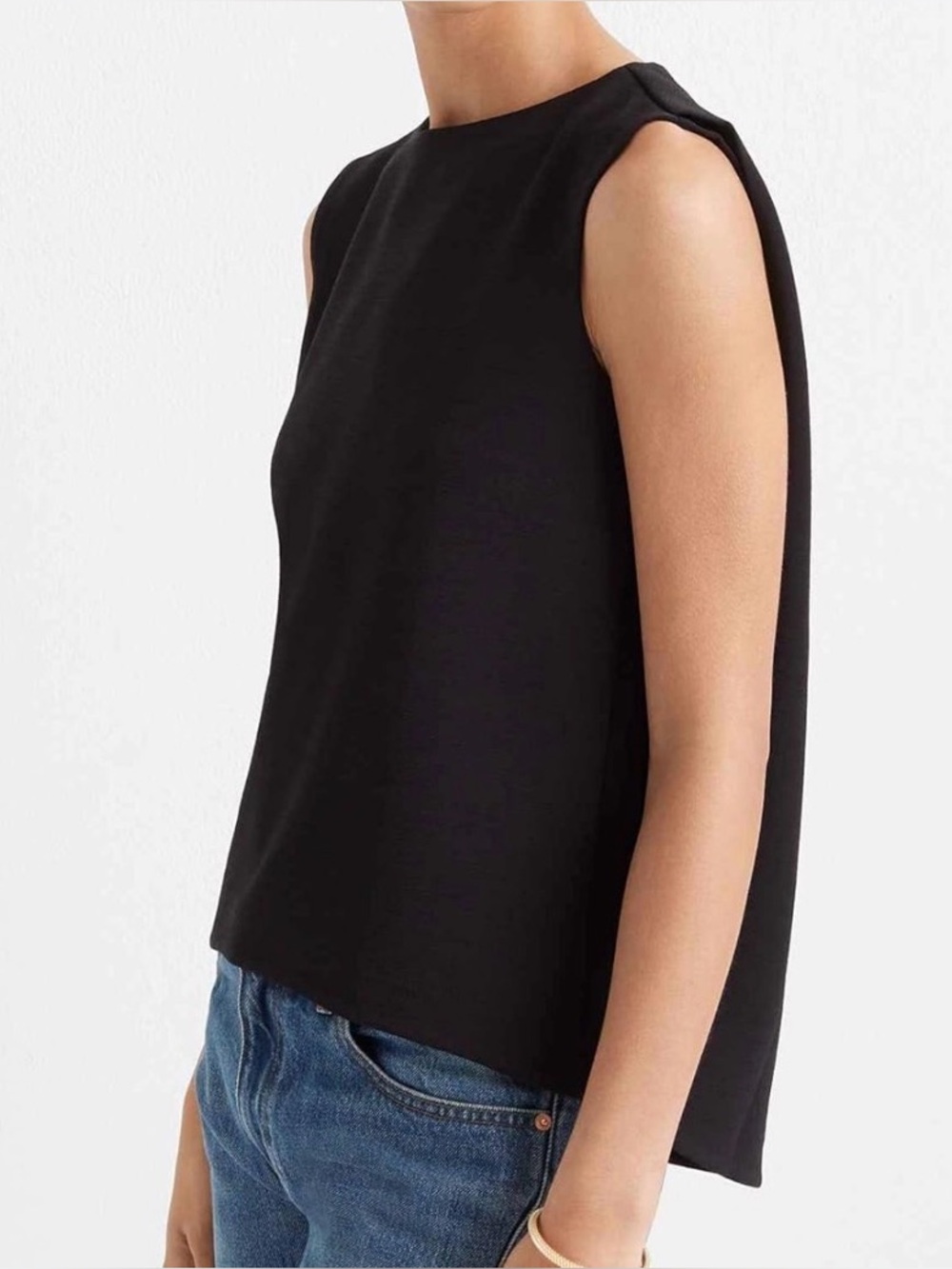 Navy Blue Minimalist Sculptural Sleeveless Top